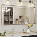 LOAAO 60”X28” Gold Bathroom Mirror, Rounded Rectangle Gold Frame Mirror by LOAAO