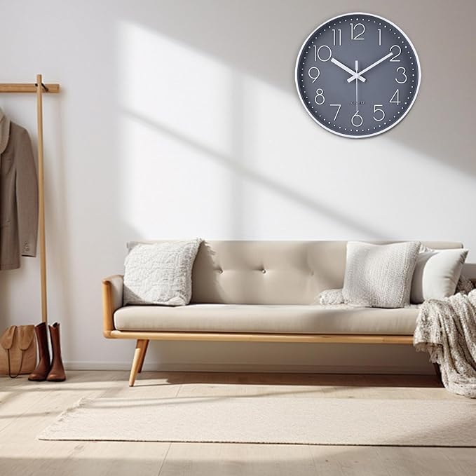 jomparis Wall Clock 12 Inch Non-Ticking Silent Battery Operated Round Wall - Image 6