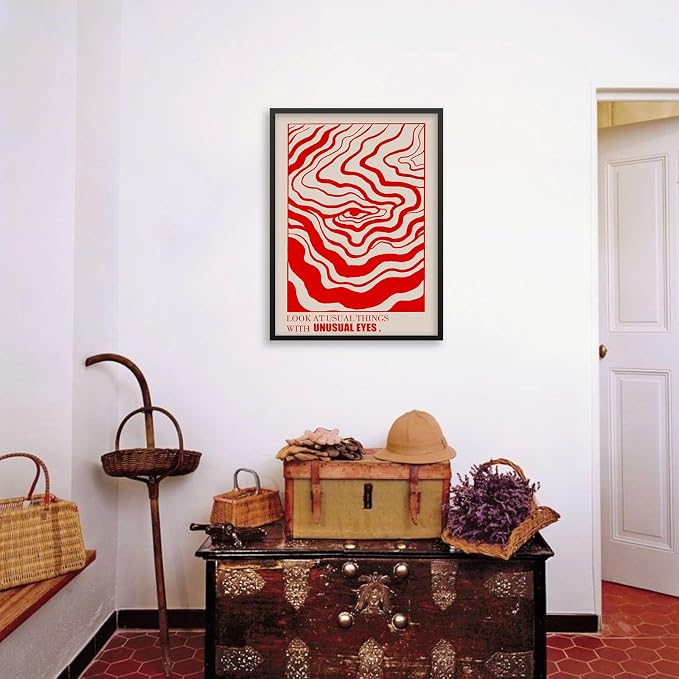 Retro Red Abstract Eye Canvas Wall Art Vintage Hippie Trippy Poster Affirmation - Image 5