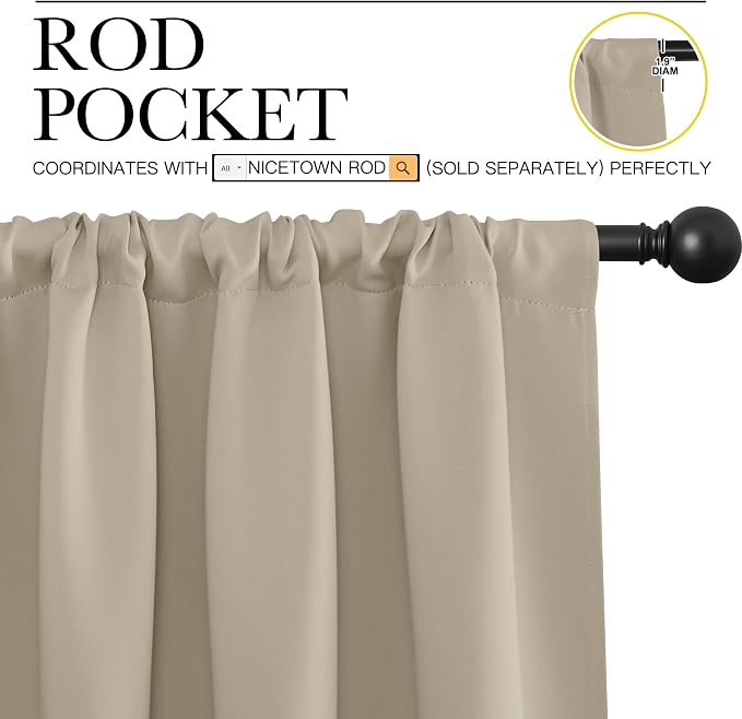 NICETOWN 2 Panels Blackout Curtains, Rod Pocket Thermal Insulated Drapess - Image 2