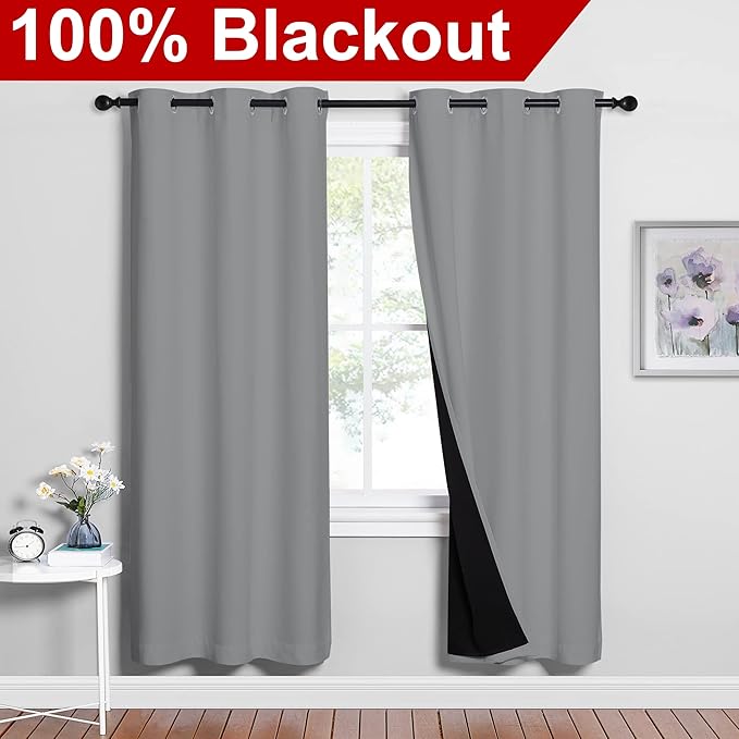 NICETOWN Full Shade Curtain Panels, Pair of Energy Smart & Noise Blocking Out - Image 2