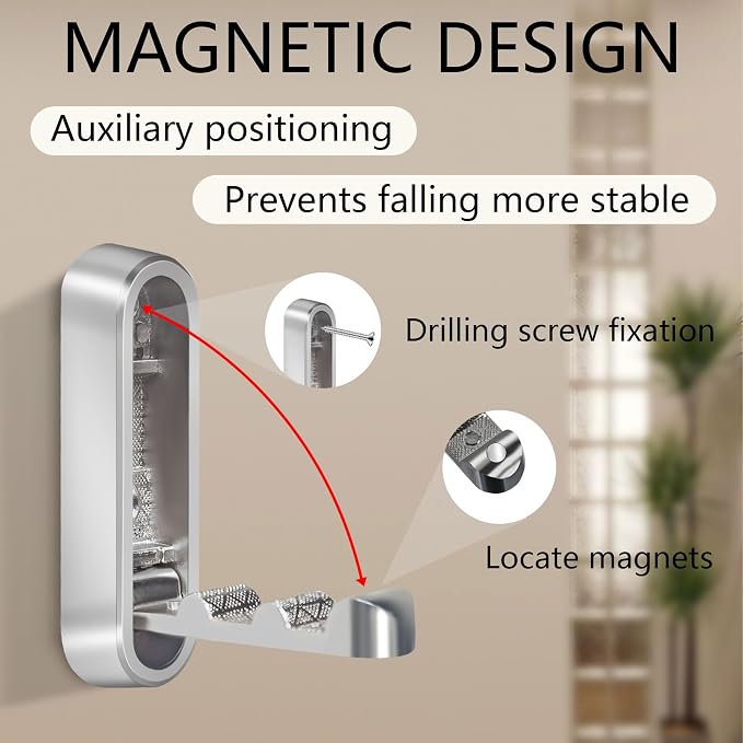 2PCS Foldable Wall Hooks, Heavy Duty Zinc Alloy Folding Wall Hooks, Folding - Image 4