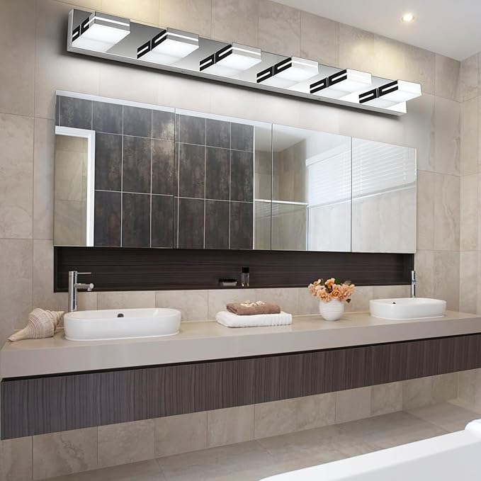 SineRise LED Modern Bathroom Vanity Light Fixtures, Chrome Modern Acrylic - Image 7