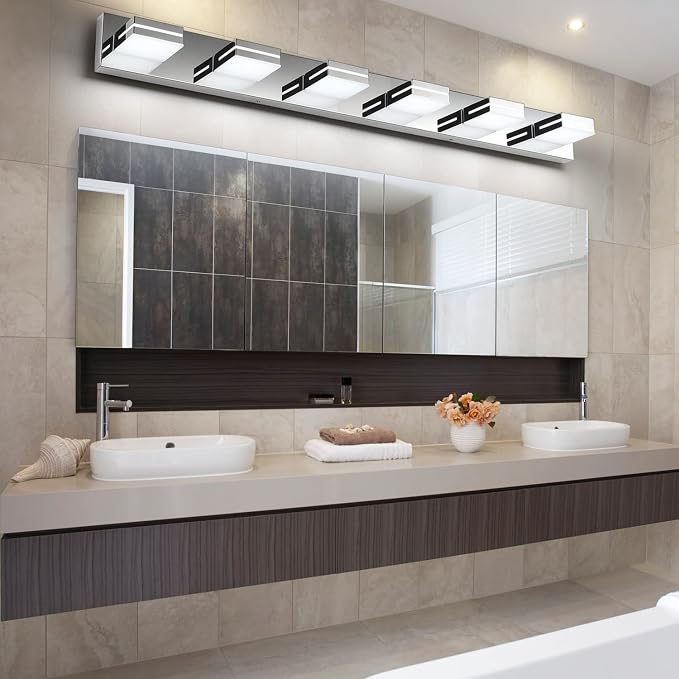 SineRise LED Modern Bathroom Vanity Light Fixtures, Chrome Modern Acrylic - Image 8