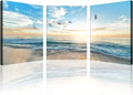 Goldfoilart Ocean Beach Sunset Canvas Wall Art by Goldfoilart