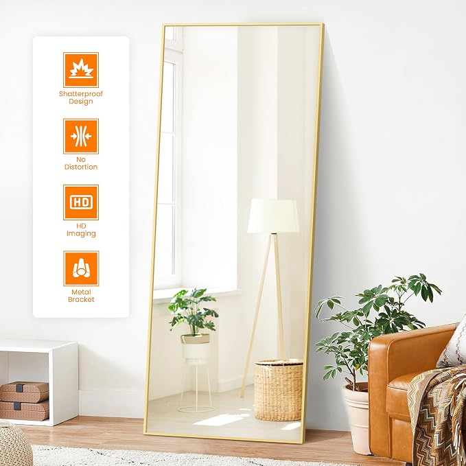 TRAHOME Full Length Standing Mirror, Free Standing or Wall Mount - Image 2
