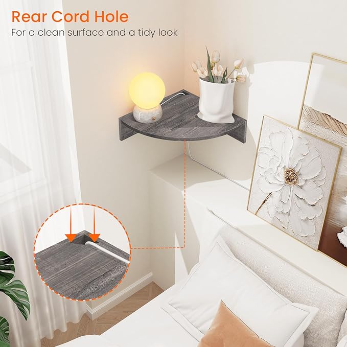 Homode Corner Floating Shelves, 3 Tier Wood Hanging Shelf Organizer - Image 5