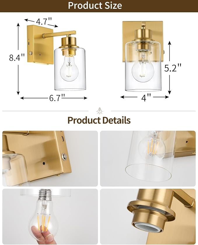 Rayogale Rechargeable Wall Sconce, Easy Install Dimmable Wireless Wall Lamps - Image 4