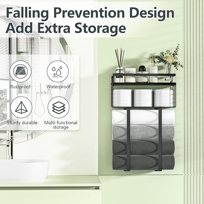 Xstydes Towel Racks for Bathroom, Metal Towel Holder - Image 5