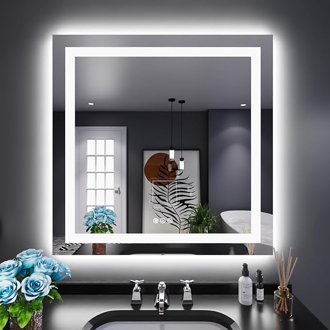 LOAAO 38"X38" LED Bathroom Mirror by LOAAO