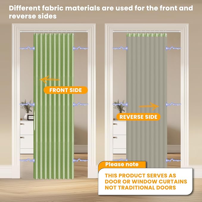 AJAZZ 100% Blackout Magnetic Door Curtain Accordion Doors Interior Folding - Image 3