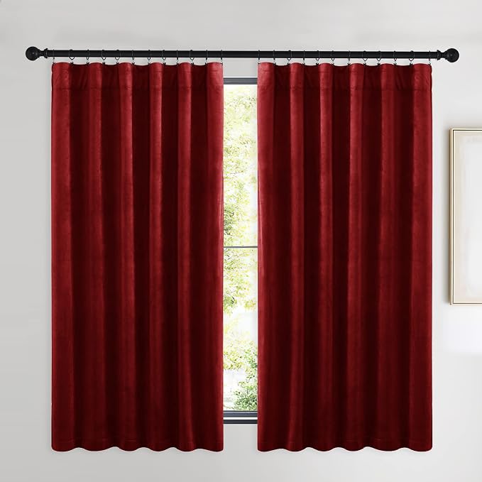 NICETOWN Christmas Red Velvet Curtains and Drapes - Image 2