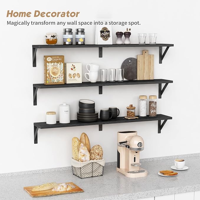 Forbena Floating Shelves 36 Inches Long 8 in Deep Set of 3, Large Wall Shelf - Image 6