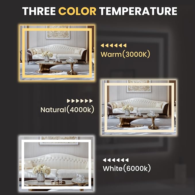 LOAAO 52"x36" LED Bathroom Mirror - Image 5
