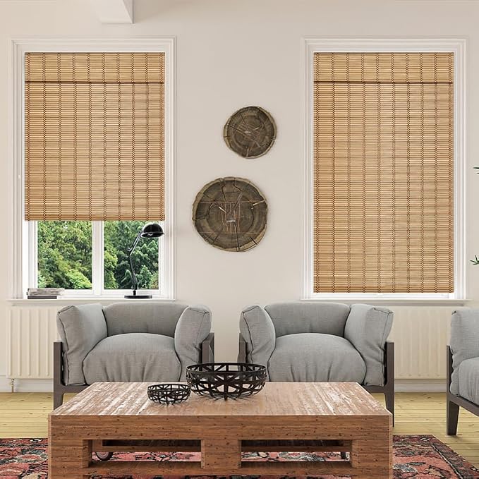 LUCKUP Cordless Bamboo Roman Shades, Roll Up Blinds - Image 7