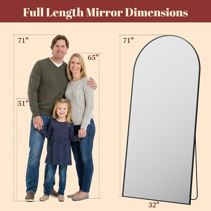 Suidia 71"x32" Arched Full Length Mirror - Image 4