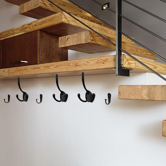 ZAYBOD 10 Pack Heavy Duty Wall Mounted Black Coat Hooks - Image 3