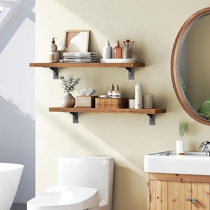 HOOBRO Floating Shelves for Wall, 23.6" Wall Mounted Shelves Set of 2, Hanging - Image 4