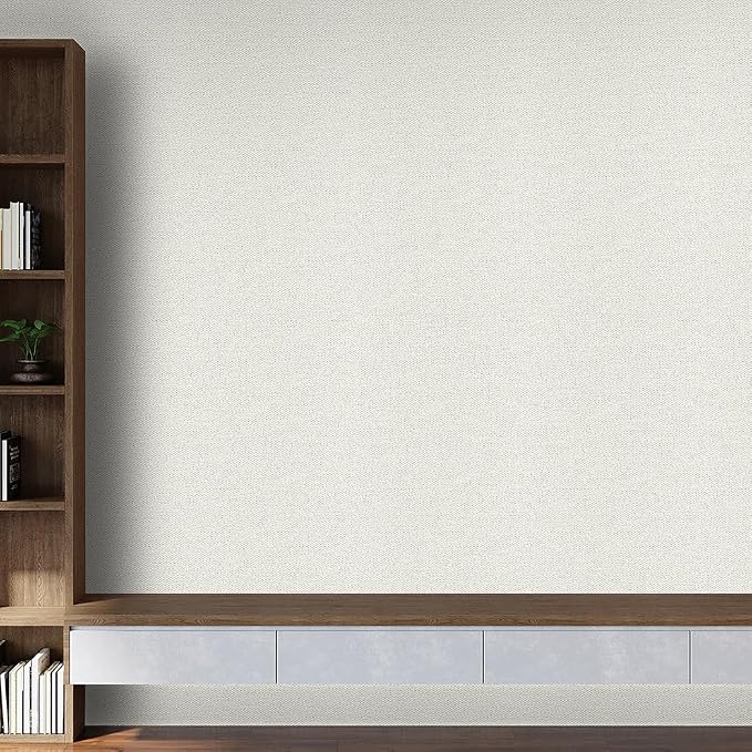 White Peel and Stick Wallpaper Slight Velvety Feeling Woven Fabric Grasscloth - Image 6