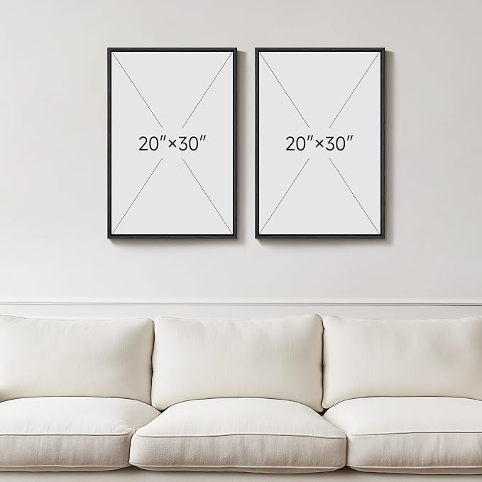 Framed Neutral Abstract Wall Art, 2 Piece Large Modern Black Beige Brown Canvas - Image 3