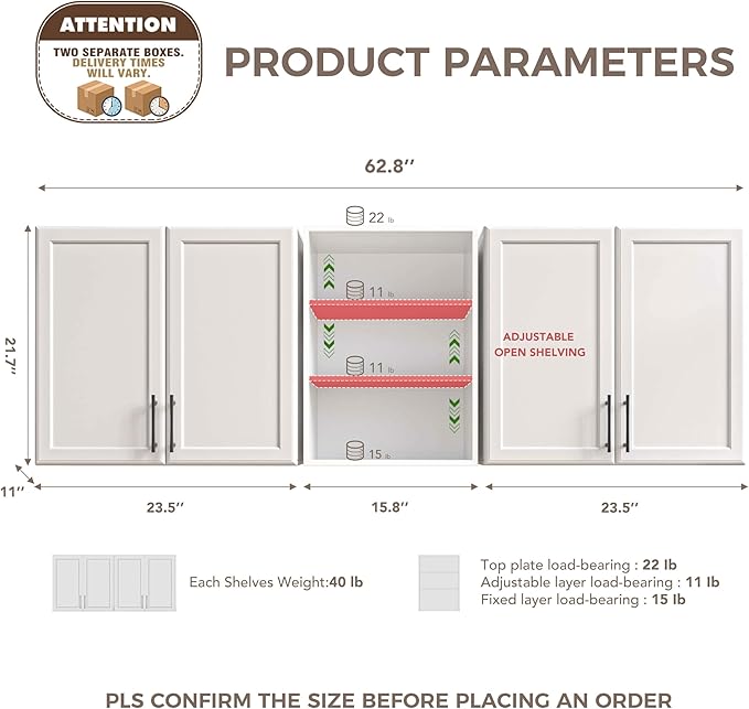 Furnaza Wall Cabinets for Laundry Room, Shaker Wall Mounted Kitchen Cabinets - Image 2