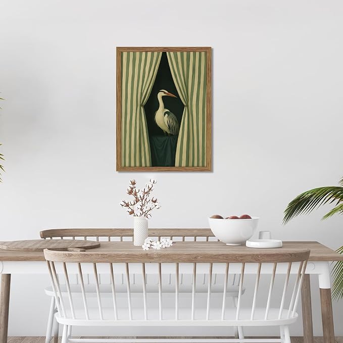Framed Bird Wall Art, Elegant Heron Canvas Print, Vintage Coastal Bird Wall - Image 7
