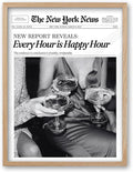iHery Every Hour is Happy Hour Small Framed Trendy NewsPaper Wall Art, Natural by iHery
