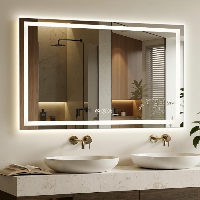 60X36 LED Bathroom Mirror with Lights, Backlit + Front Lit, Lighted Bathroom by Rpoesx