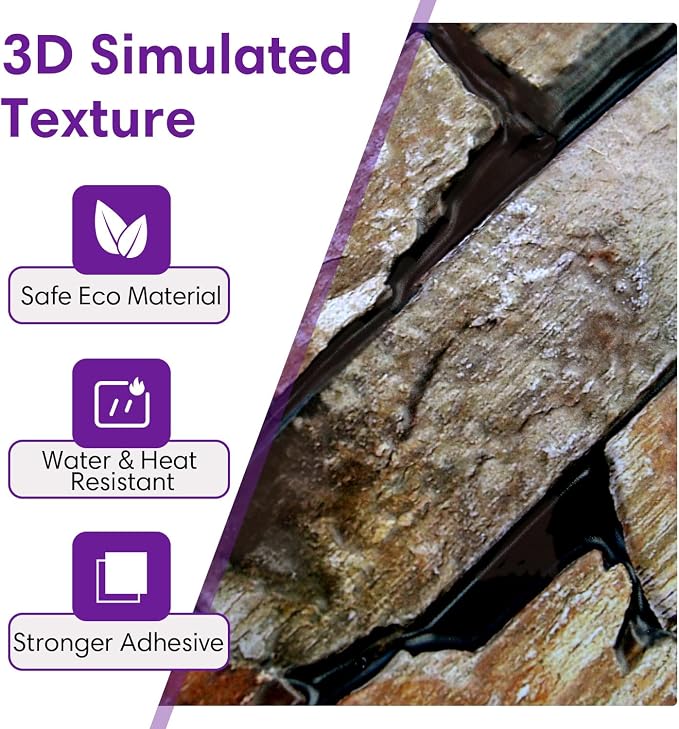 3D Faux Stone Wall Panels Peel and Stick, Stone-Look Textured Wall Sticker - Image 3