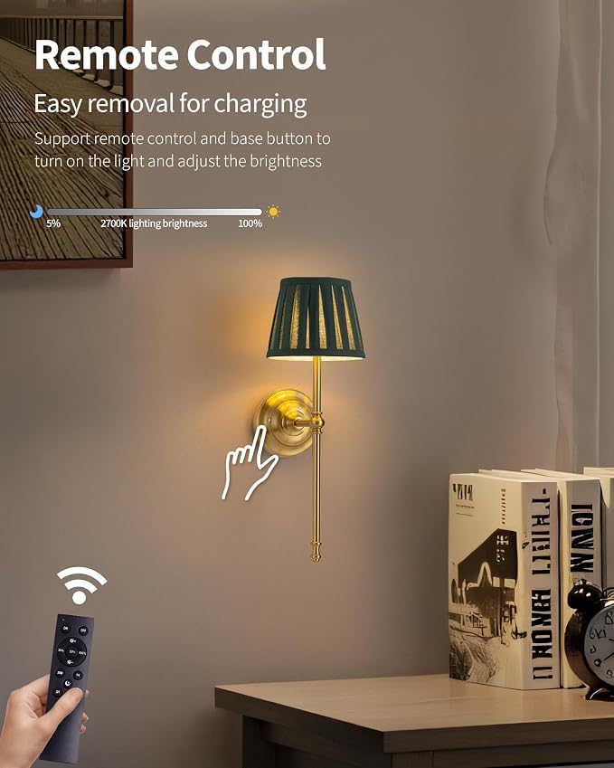KDG Cordless Wall Sconces Set of 2, Small Wireless 5200mAh Rechargeable Battery - Image 6
