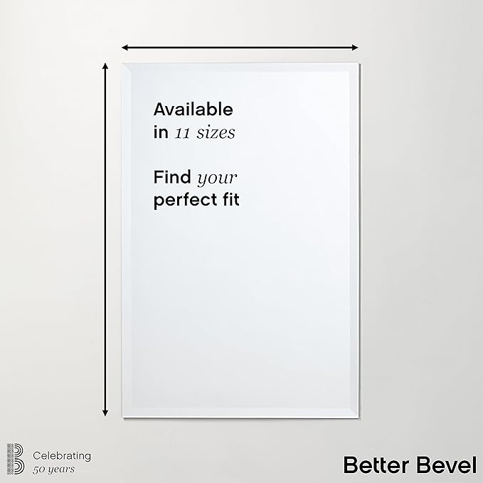 Better Bevel Frameless Rectangle Mirror, 22.5" x 34.5" Bathroom Wall Mirror - Image 5