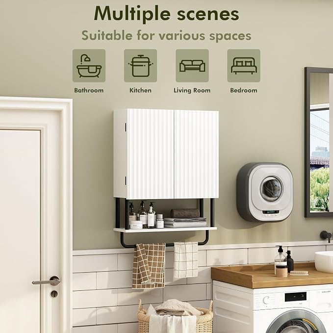 RUSTOWN Fluted Bathroom Wall Cabinet - Image 6