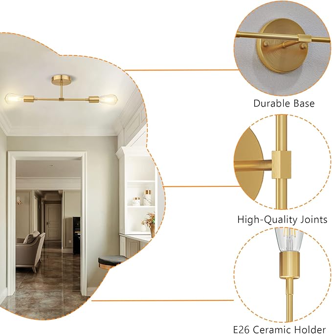 FadimiKoo 2-Light Golden Bathroom Wall Sconces Lighting, Modern Vanity Light - Image 4
