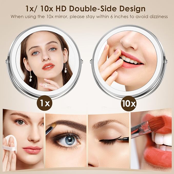 MNIENT Wall Mounted Lighted Makeup Mirror, 3 Colors Led Vanity Mirror - Image 5