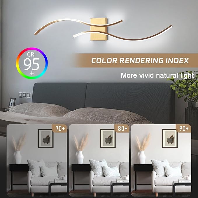 CANEOE Modern Wall Sconce, 39Inch Gold LED Wall Light Fixtures, 6000K Bathroom - Image 4