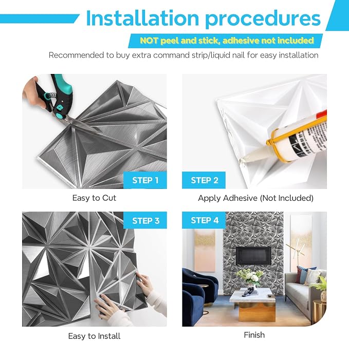 STICKGOO Brushed Silver 3D Wall Panels - Image 6