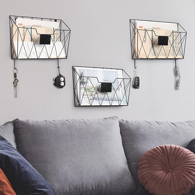 YBING Wall File Organizer for Office Hanging Wall File Holder and Basket Set of - Image 6