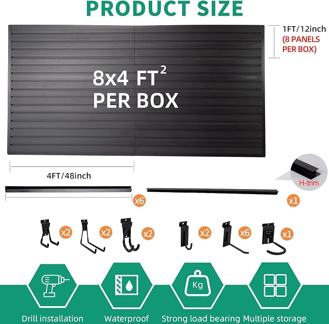 FRAYSCENT Slat Wall Paneling Garage Slat Wall Storage Systems Slatwall Panels - Image 2