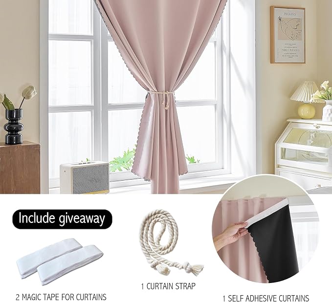 AJAZZ Self Adhesive Curtains 100% Blackout Shades Window Cover Sticky Curtain - Image 4