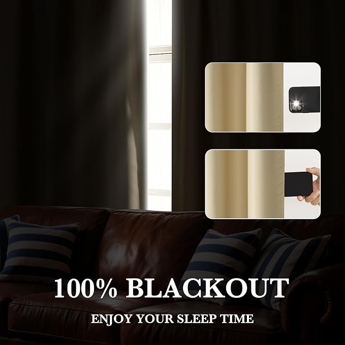 RYB HOME Bedroom Blackout Curtains 72 inches Long, 100% Blackout Thermal - Image 4