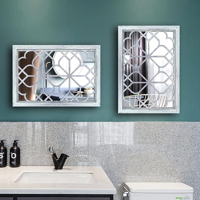 Wocred Set of 2 Rectangular Wall Mirror, Gorgeous Rustic Farmhouse Accent Mirror - Image 6