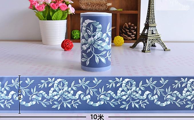 UPREDO Royal Blue Floral Wall Border Peel and Stick Ceiling Border Wallpaper - Image 3