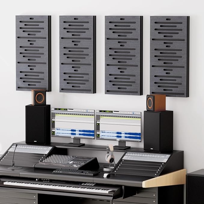 TONOR 4-Pack Acoustic Wood Wall Panels, 23.6” * 11.8” * 1.9” 3D Self-adhesive - Image 8
