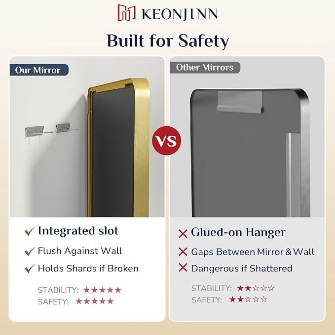 Keonjinn Gold Bathroom Mirrors for Over Sink, 24” x 30” Rounded Rectangle - Image 7