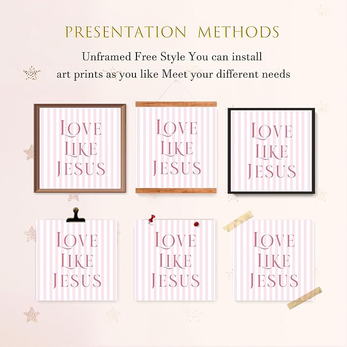 LARTSFRO Coquette Pink Bow Jesus Wall Art Decor Posters, Light Pink Bow - Image 4