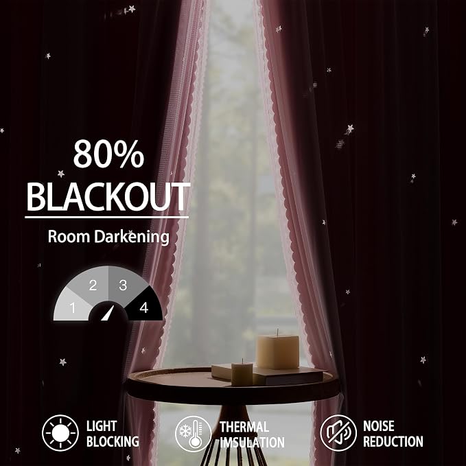 XiDi Pink Curtains for Bedroom, Girls Room Blackout Curtains, Kids Room - Image 6