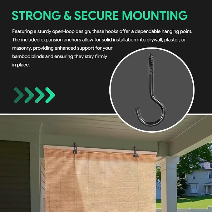 Bamboo Blind Screw Hooks Accessory Set, Window Decor Installation Kit - Image 3