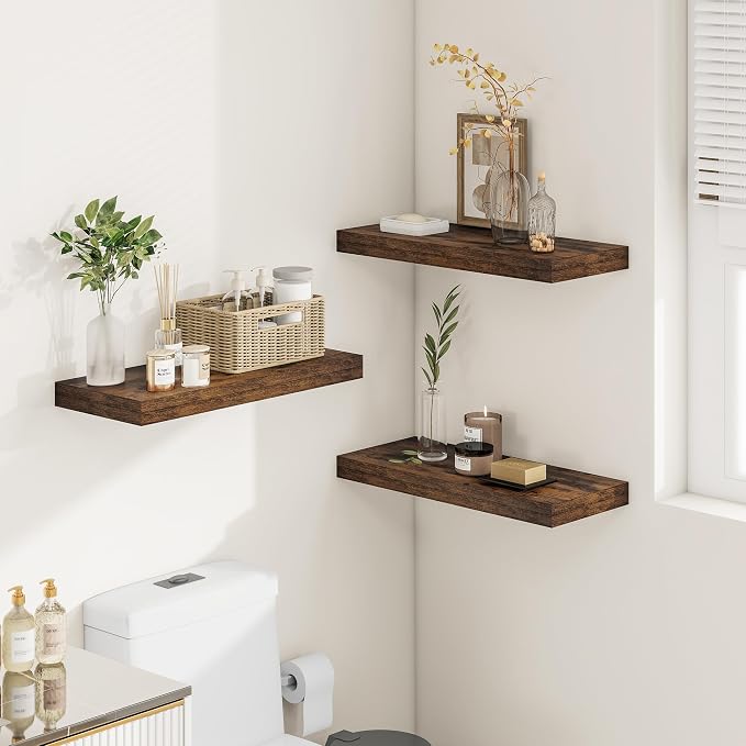 Vivelove 12" Deep Floating Shelves Over Toilet, Farmhouse Rustic Shelves - Image 8