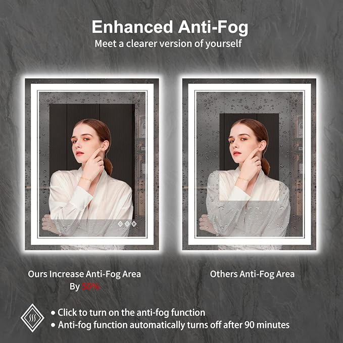 LED Mirror, 28x36 Inch Gradient Front and Backlight Lighted Mirror, 3 Colors - Image 6