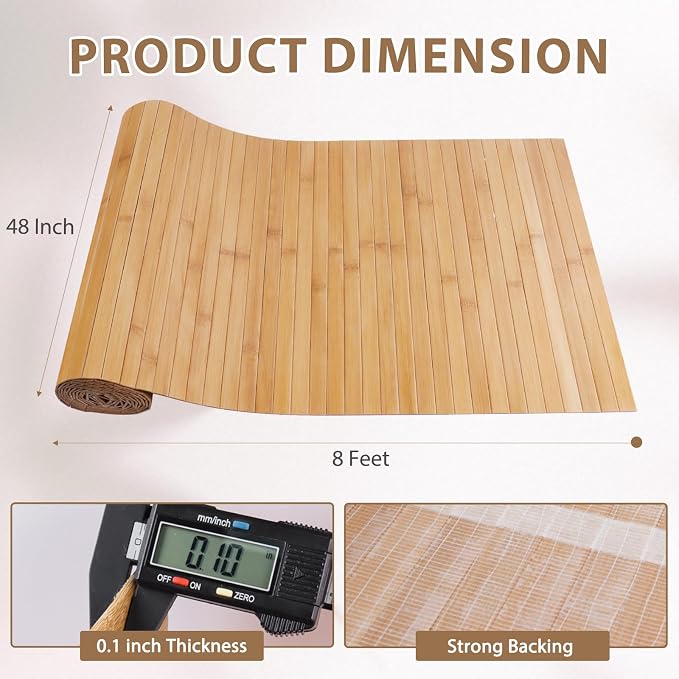 Natural Bamboo Wall Panel for Interior Wall Decor, Pole Wrap Wainscoting - Image 2